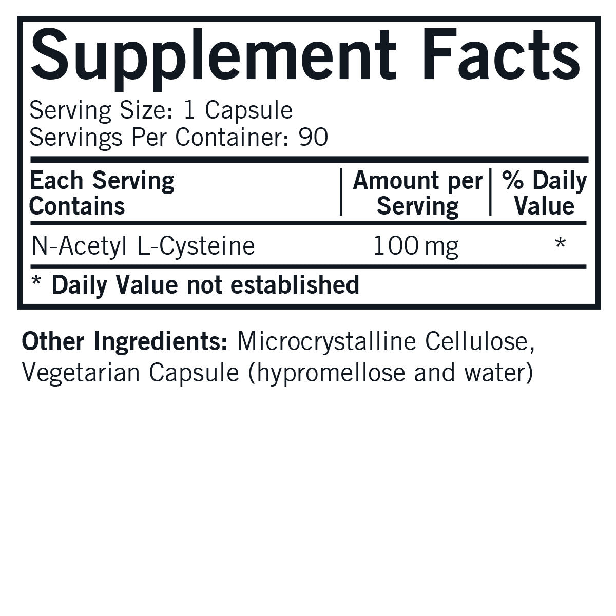 N-Acetyl Cysteine 100 mg Capsules - 90 ct