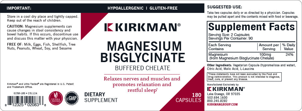 Magnesium Bisglycinate Buffered Chelate 180-ct