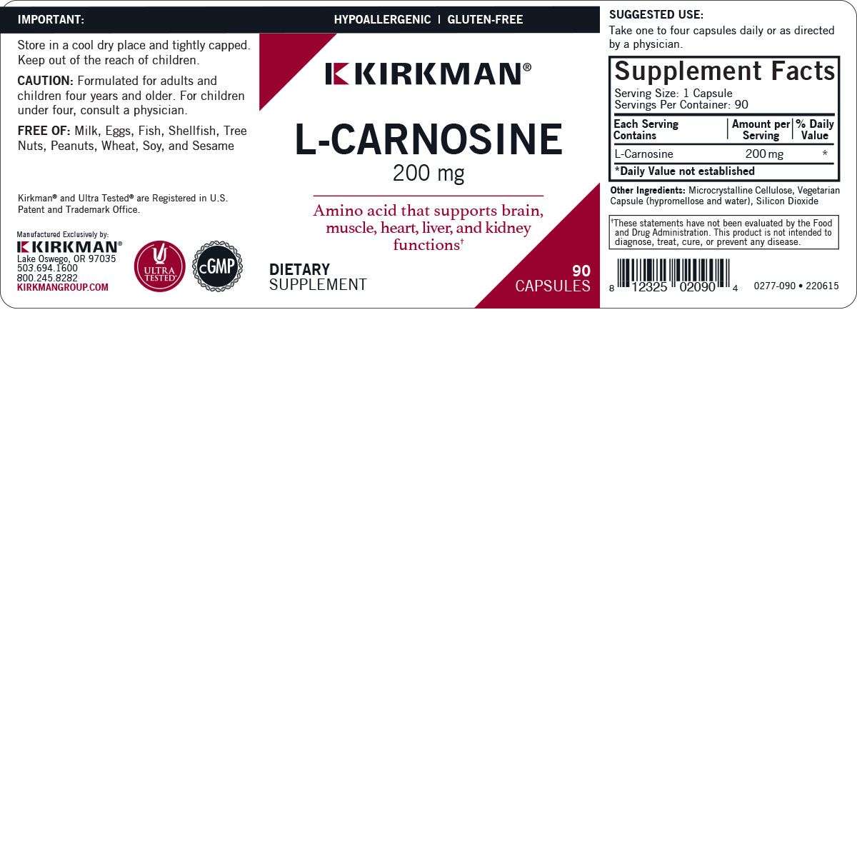 L-Carnosine 200 mg - Hypoallergenic