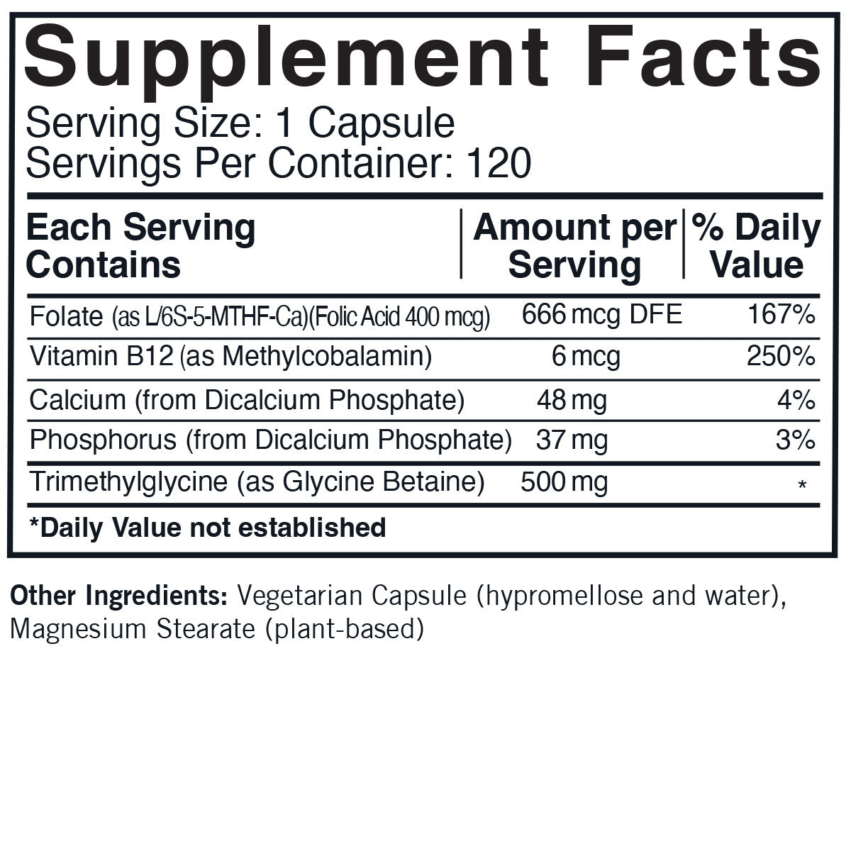 TMG 500 mg with Folate & Methyl B12 - Hypoallergenic