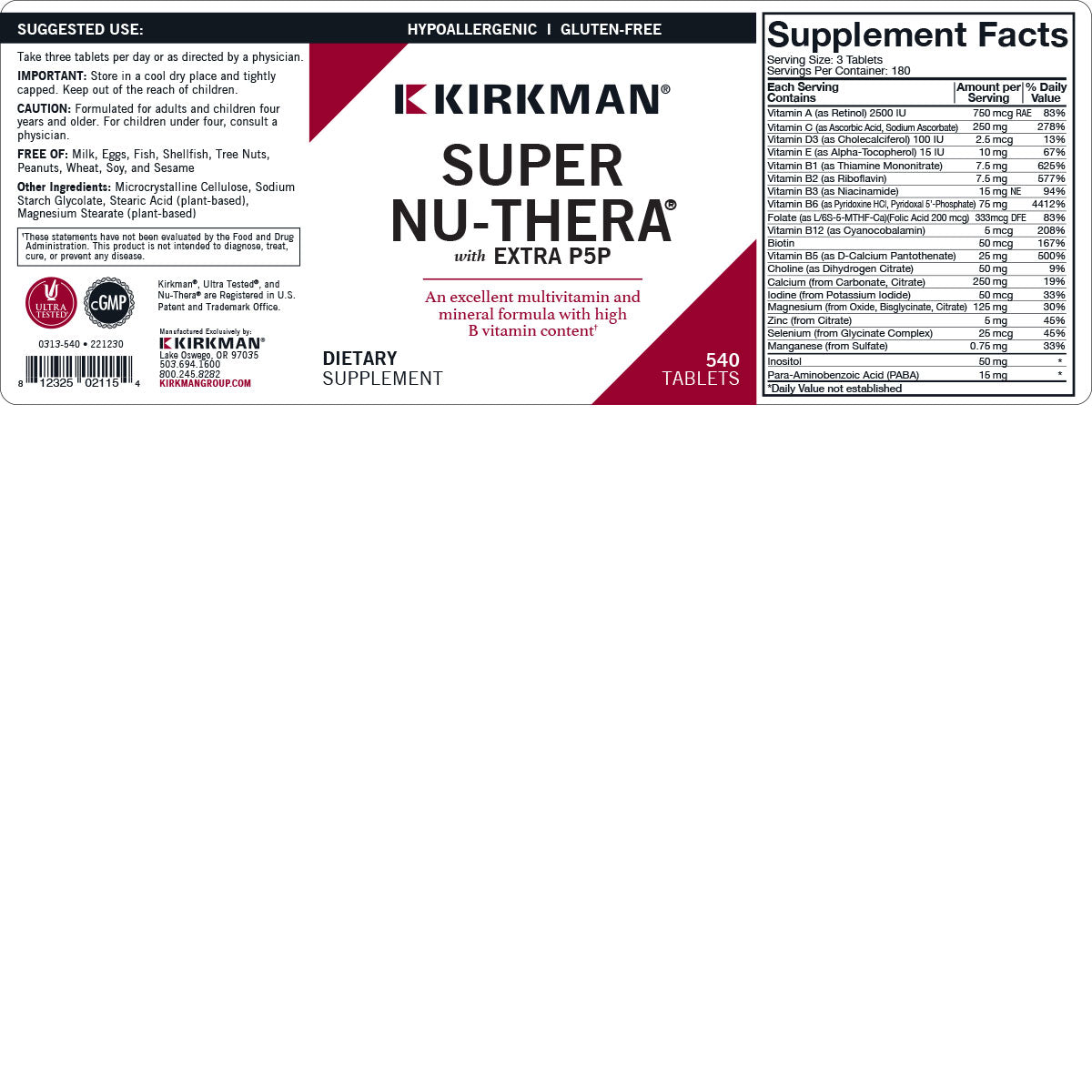 Super Nu-Thera with extra <nobr>P-5-P</nobr> Caplets
