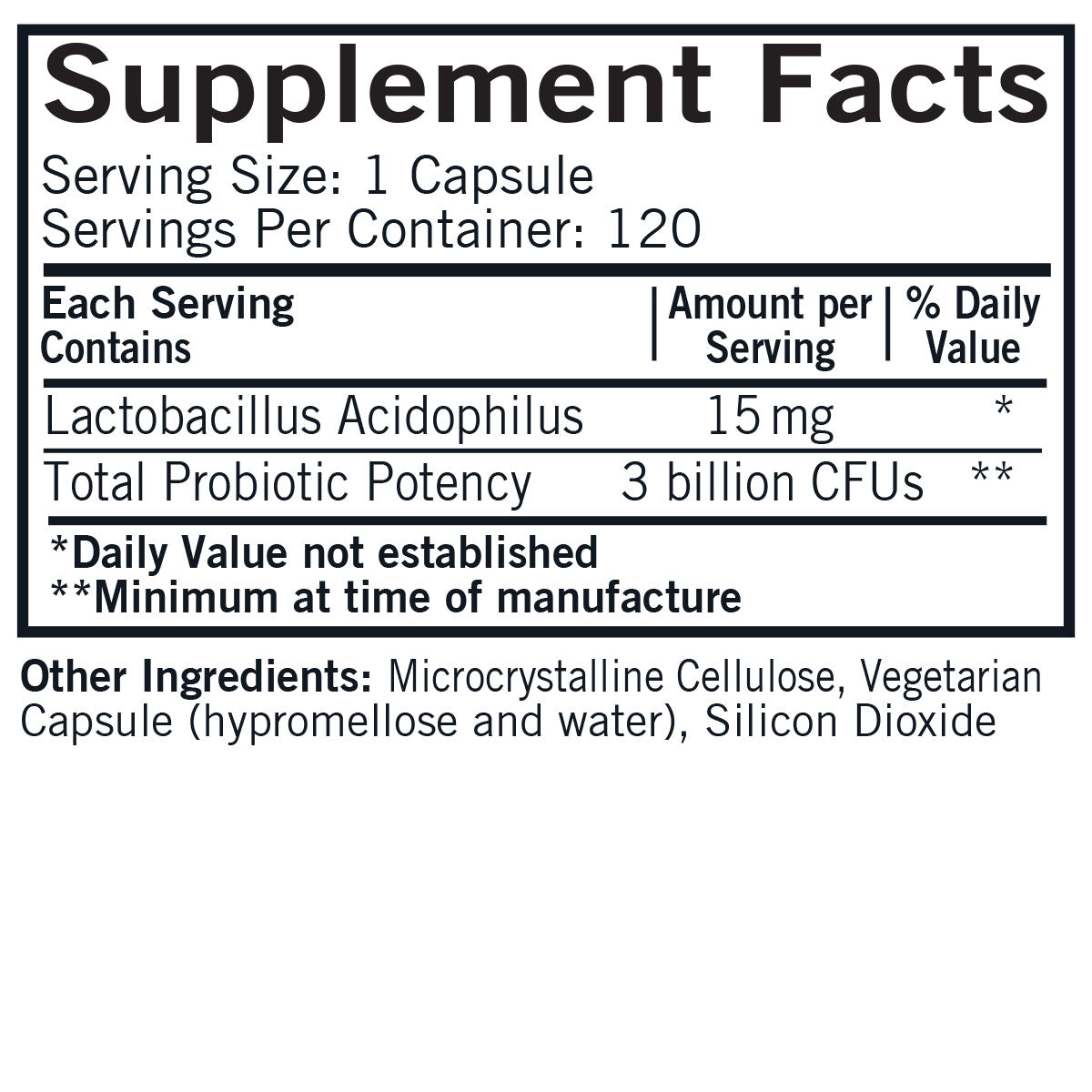 Lactobacillus Acidophilus 3 Billion CFUs