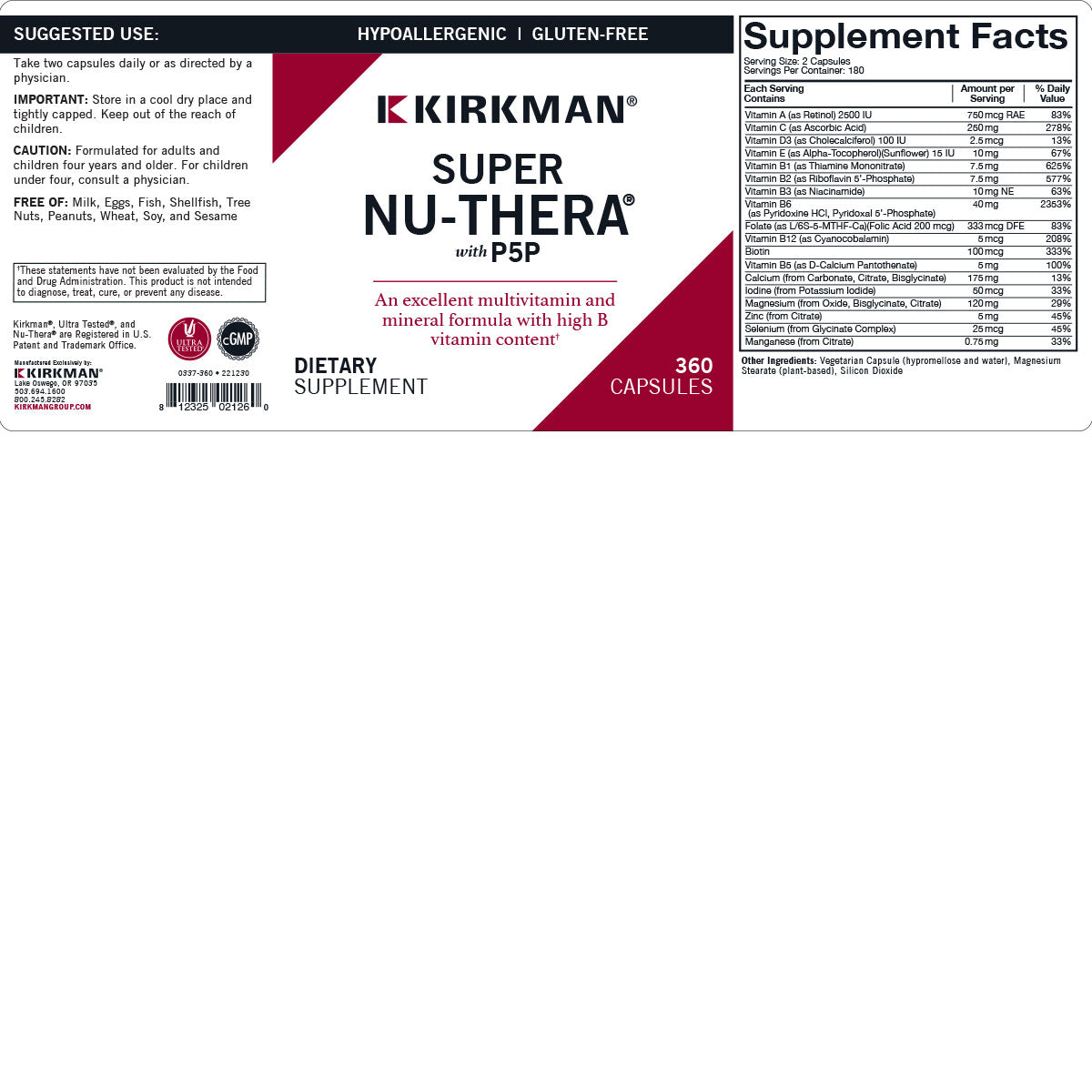 Super Nu-Thera® with P-5-P - Hypoallergenic