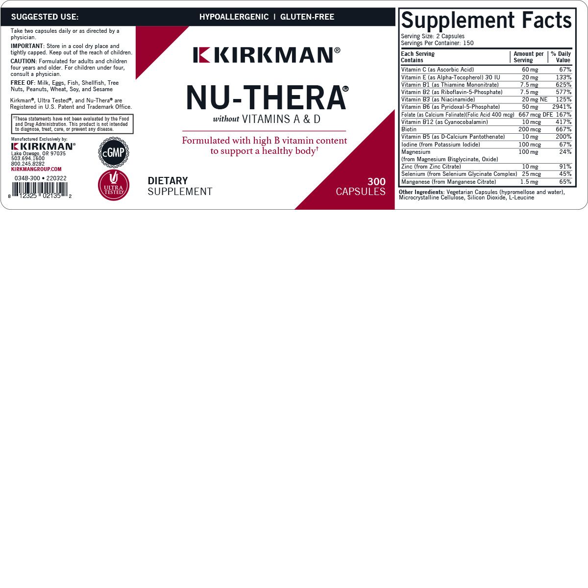 Nu-Thera® without Vitamins A & D - Hypoallergenic