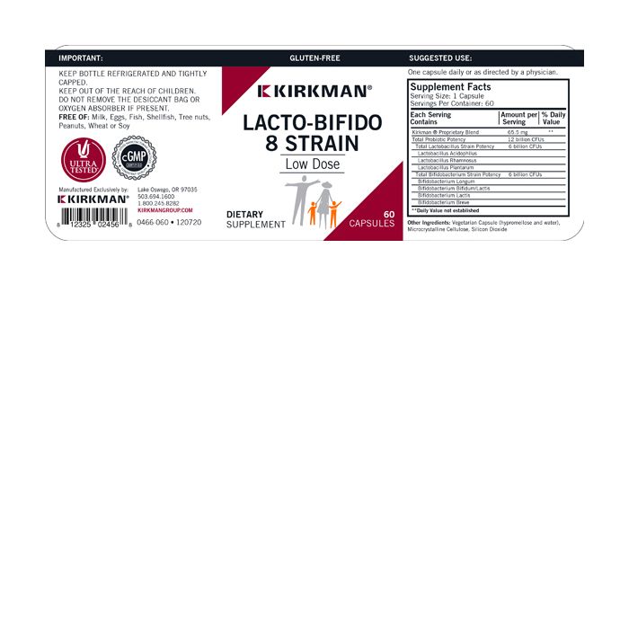 Lacto/Bifido 8-Strain Probiotic - Low Dose 12 Billion CFUs per Capsule