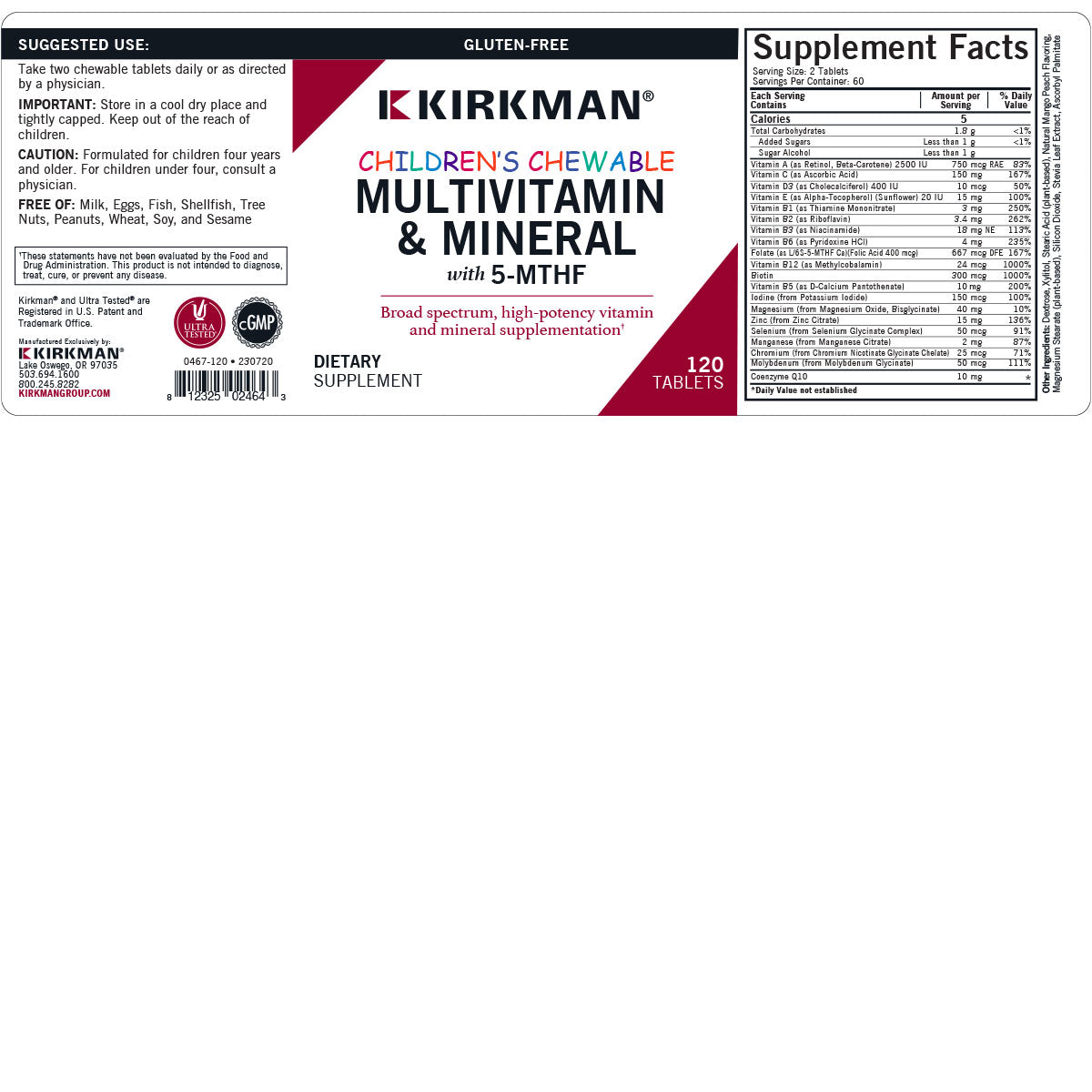 Children’s Multivitamin & Mineral Chewable Wafers with 5-MTHF