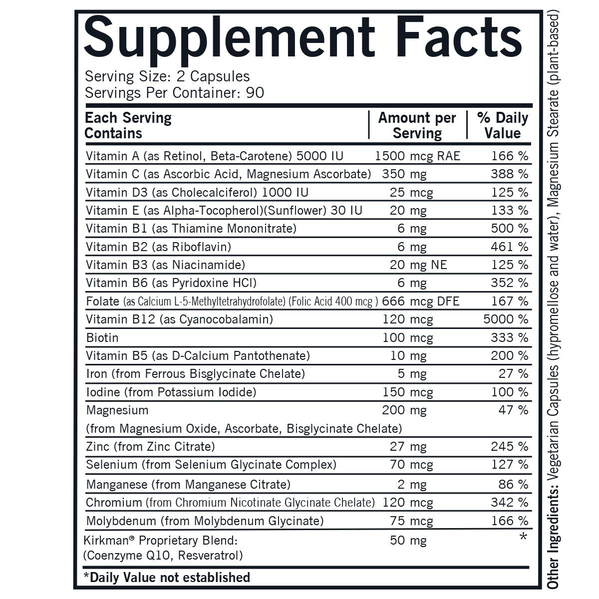 Advanced Adult Multivitamin & Mineral with 5-MTHF - Hypoallergenic