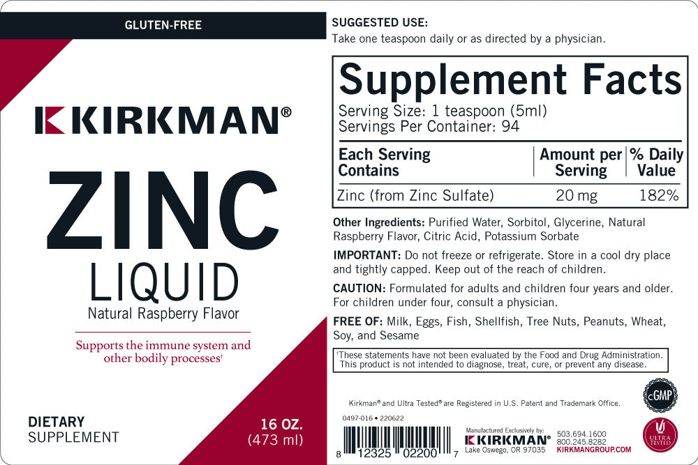 Zinc Liquid-Natural Raspberry Flavor, 16oz