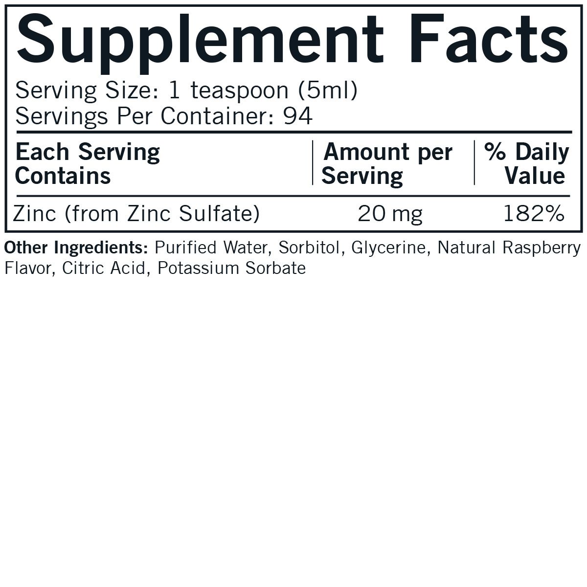 Zinc Liquid-Natural Raspberry Flavor, 16oz