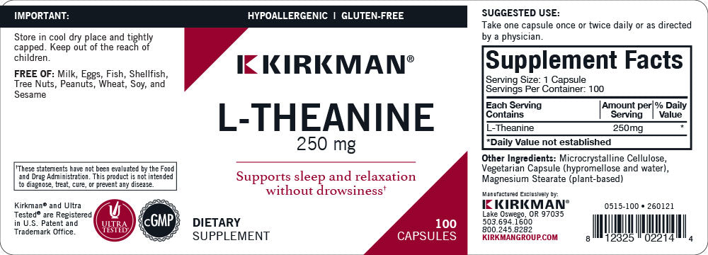 L-Theanine 250mg Hypoallergenic
