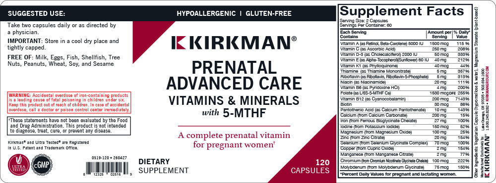 Prenatal Advanced Care Vitamins & Minerals with 5-MTHF