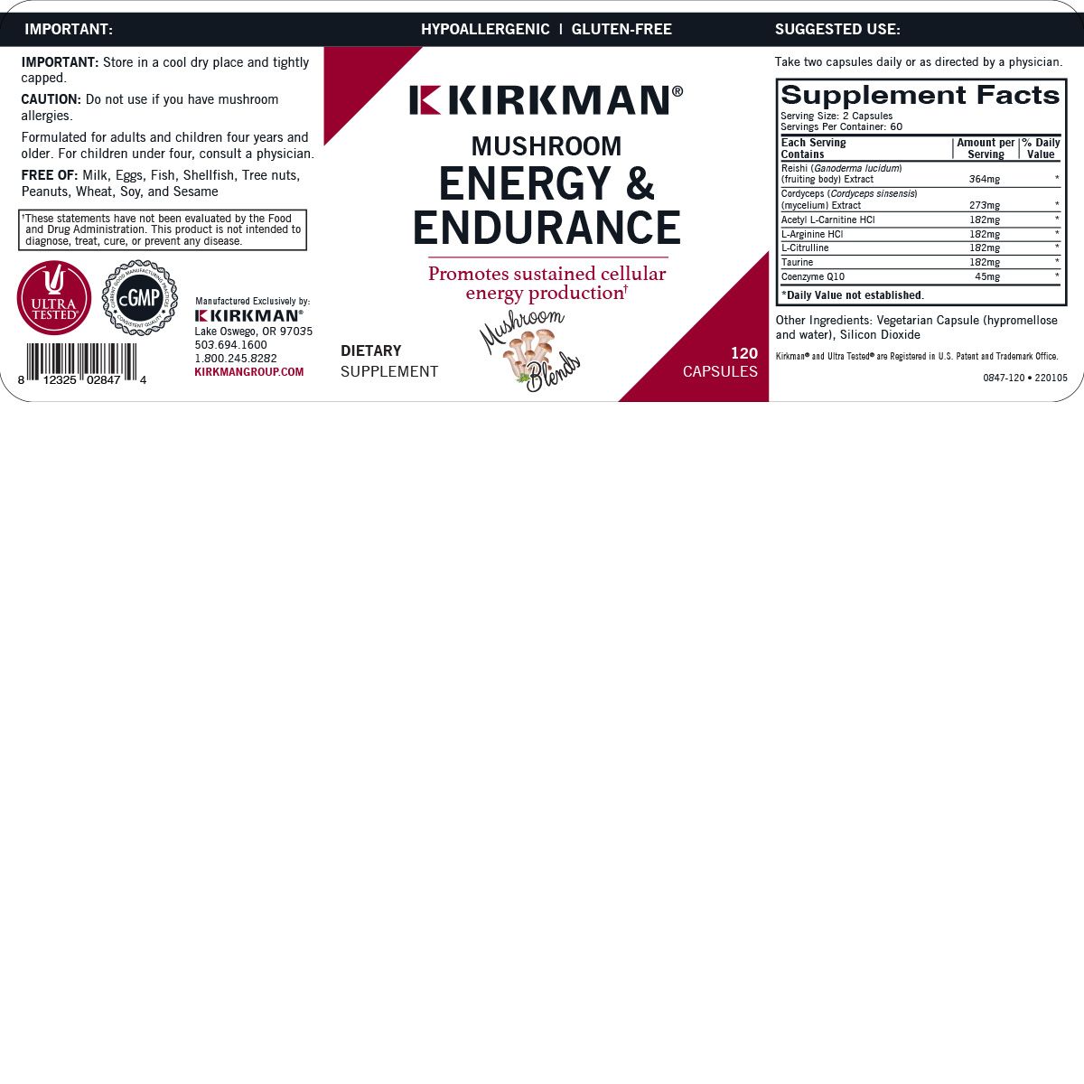 Mushroom Energy & Endurance 120 capsules