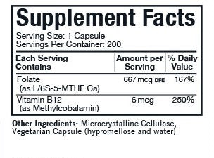 5-MTHF 667 mcg DFE with B12 Capsules