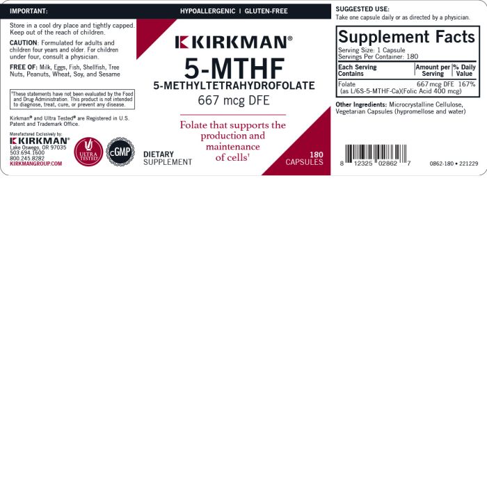 5-MTHF 400 mcg - Hypoallergenic
