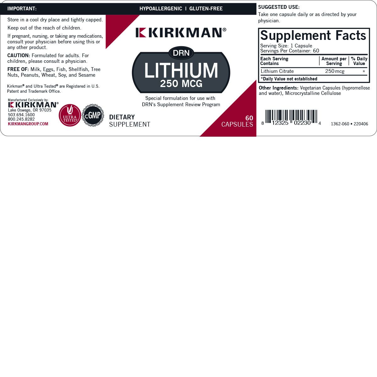 DRN Lithium 250 mcg - Hypoallergenic