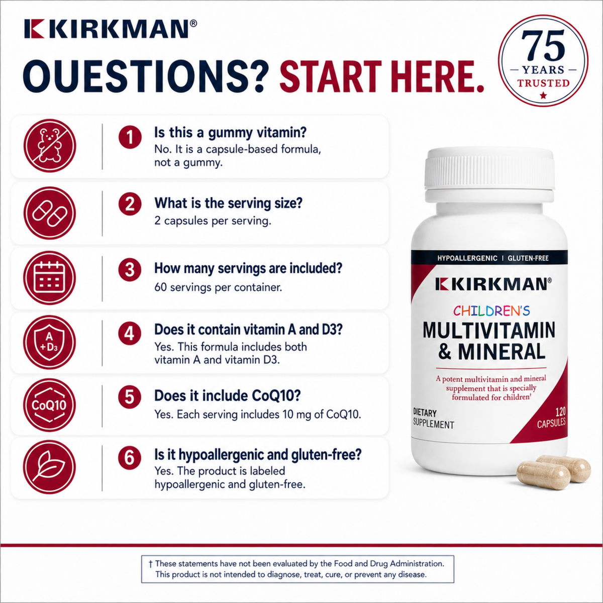 Children's Multivitamin & Mineral Capsules 120 - Hypoallergenic