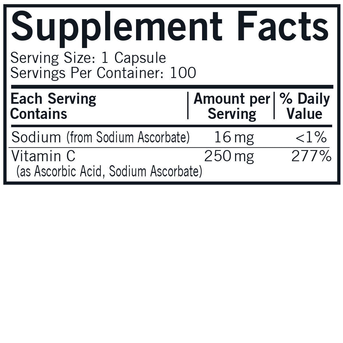 Vitamin C 250 mg - Hypoallergenic - 100 capsules