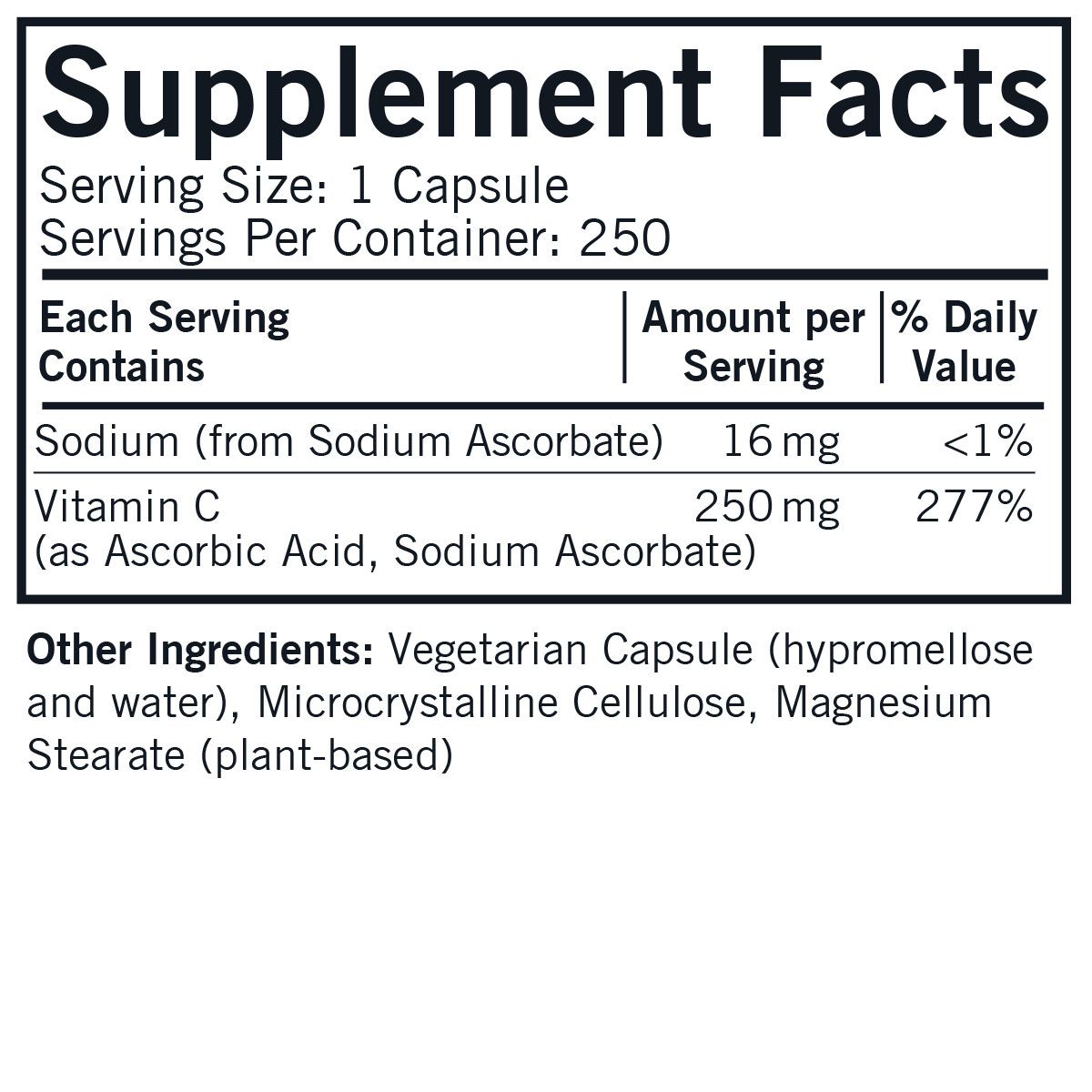 Vitamin C 250mg Hypo Caps 250ct