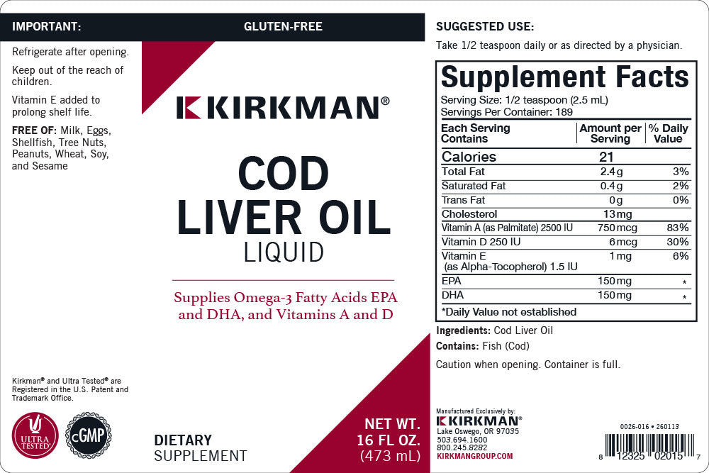 Cod Liver Oil Liquid - Unflavored