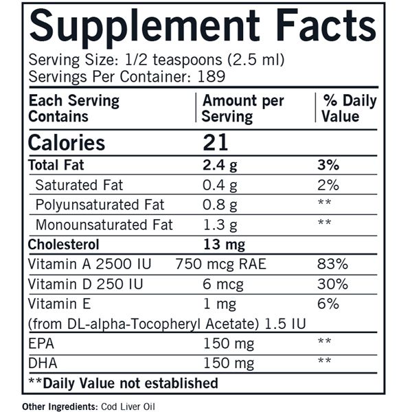 Cod Liver Oil Liquid - Unflavored
