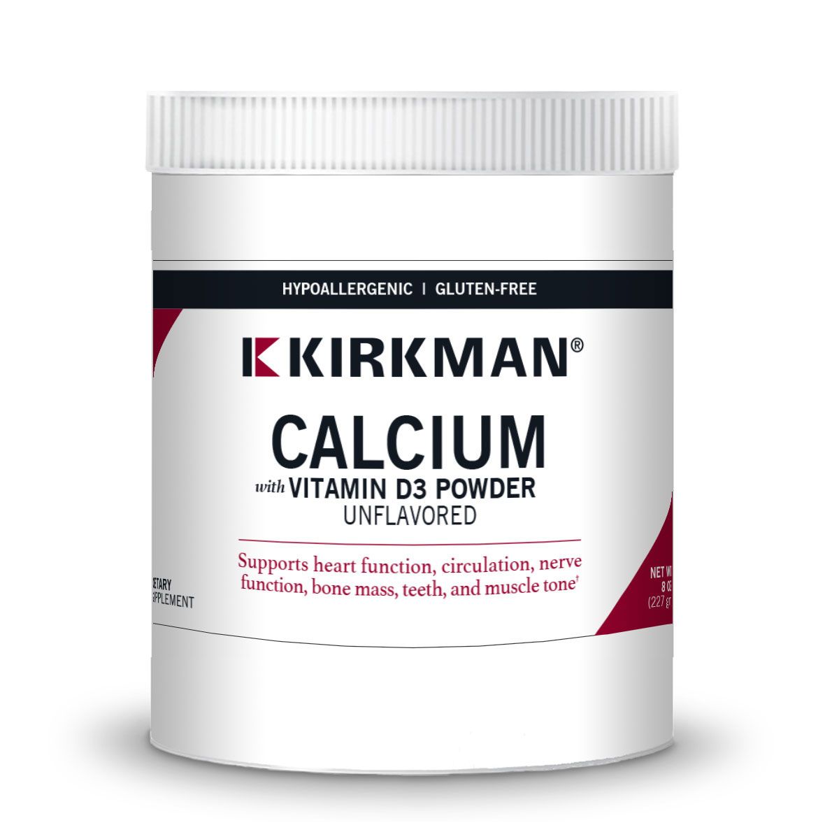 Calcium with Vitamin D-3 Powder - Unflavored - Hypoallergenic - 8 oz.