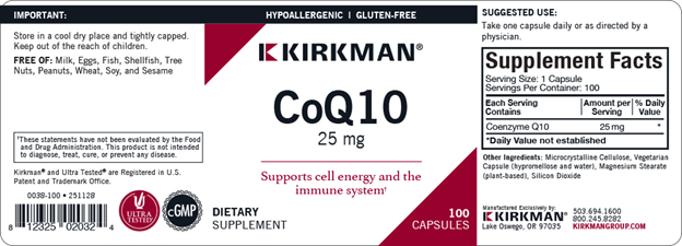 Coenzyme Q10 25 mg (CoQ10) - Hypoallergenic - 100 capsules Coenzyme Q10 25 mg (CoQ10) - Hypoallergenic - 100 capsules