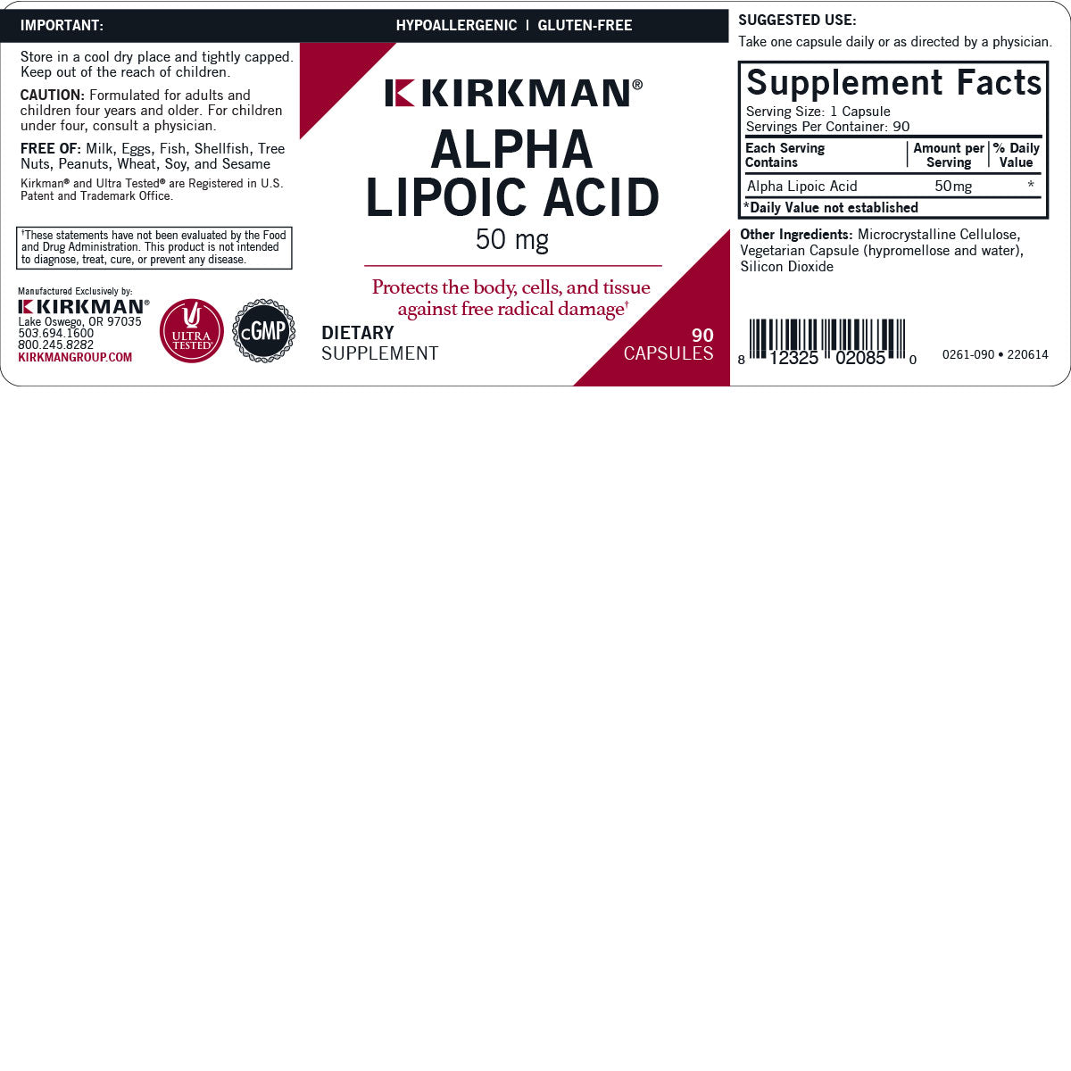 Alpha Lipoic Acid 50 mg - Hypoallergenic