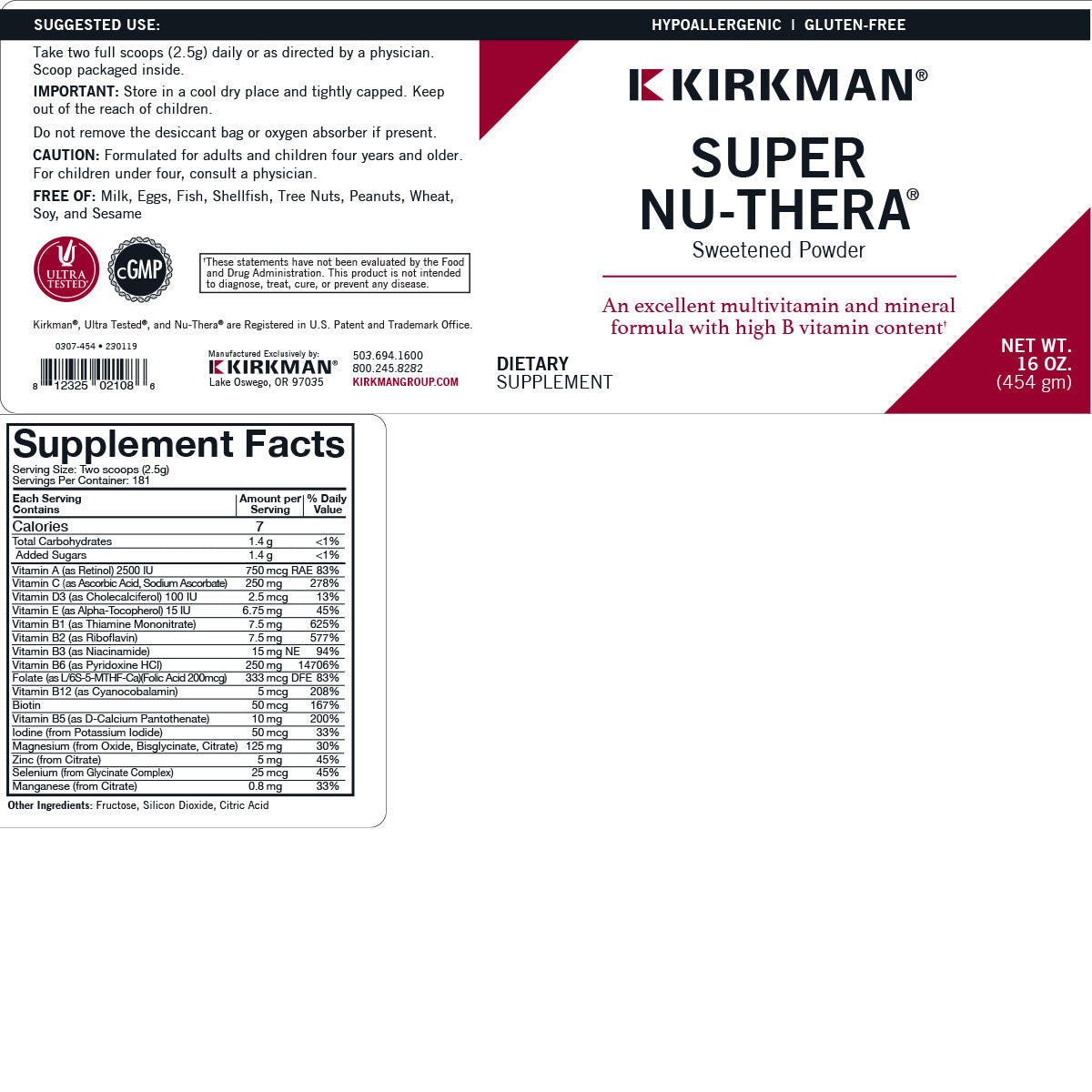 Super Nu-Thera® Powder - Hypoallergenic