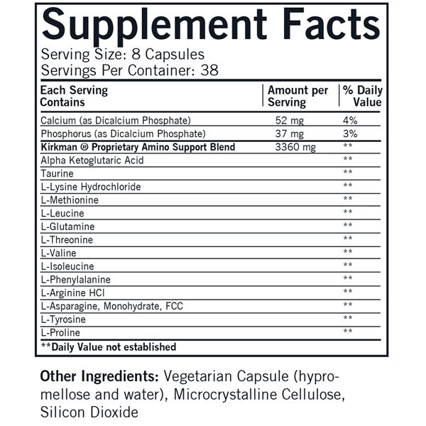 Amino Support with Free Form Essential Amino Acids & AKG - Hypoallergenic
