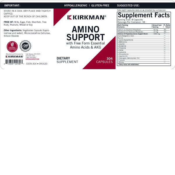 Amino Support with Free Form Essential Amino Acids & AKG - Hypoallergenic