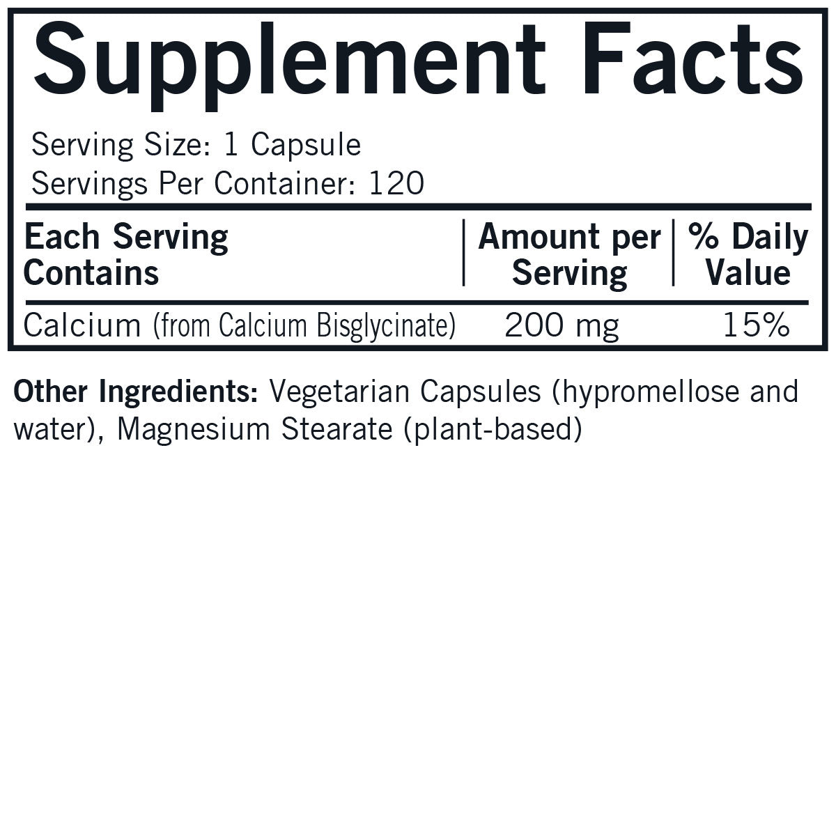 Calcium Bisglycinate Chelate 200 mg (without Vitamin D-3) - Hypoallergenic