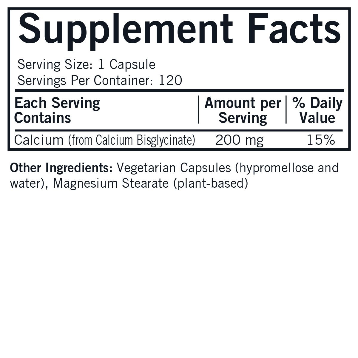 Calcium Bisglycinate Chelate 200 mg (without Vitamin D-3) - Hypoallergenic