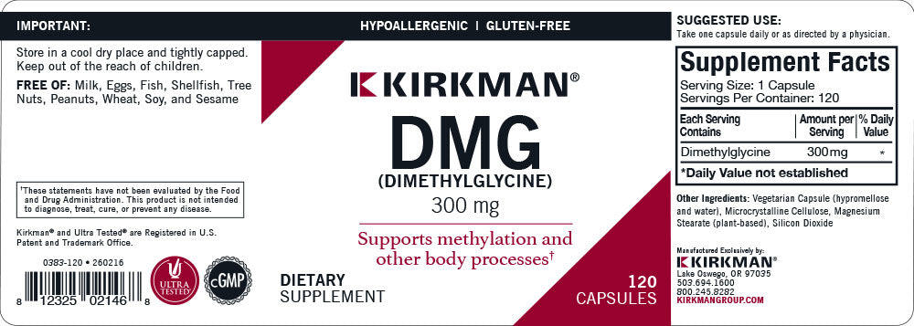 DMG (Dimethylglycine) 300 mg - Hypoallergenic - 120