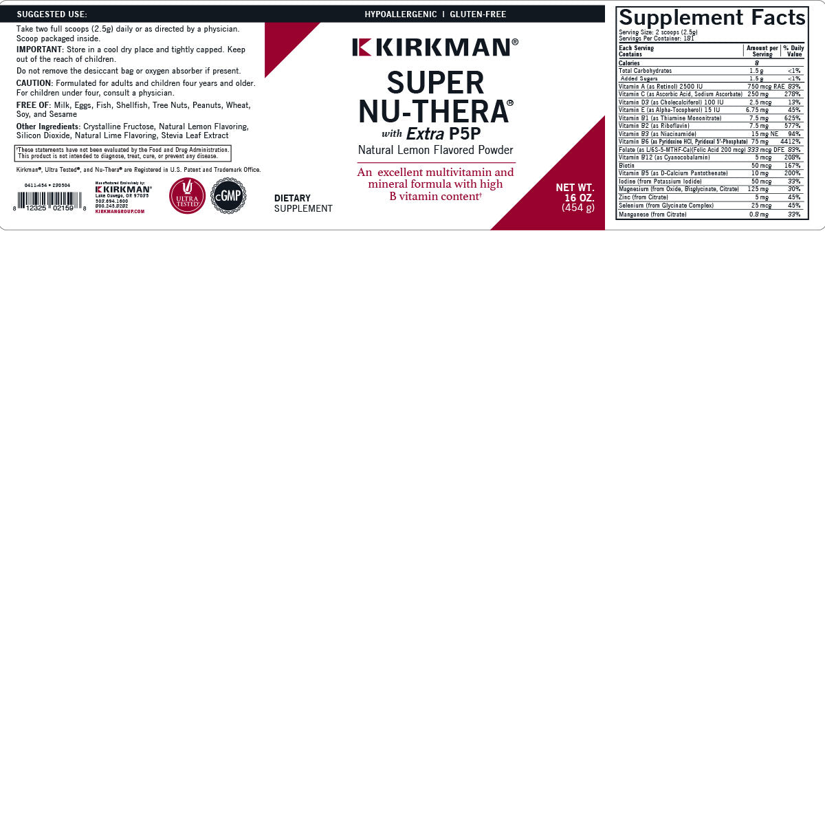 Super Nu-Thera® Powder with 25mg P5P