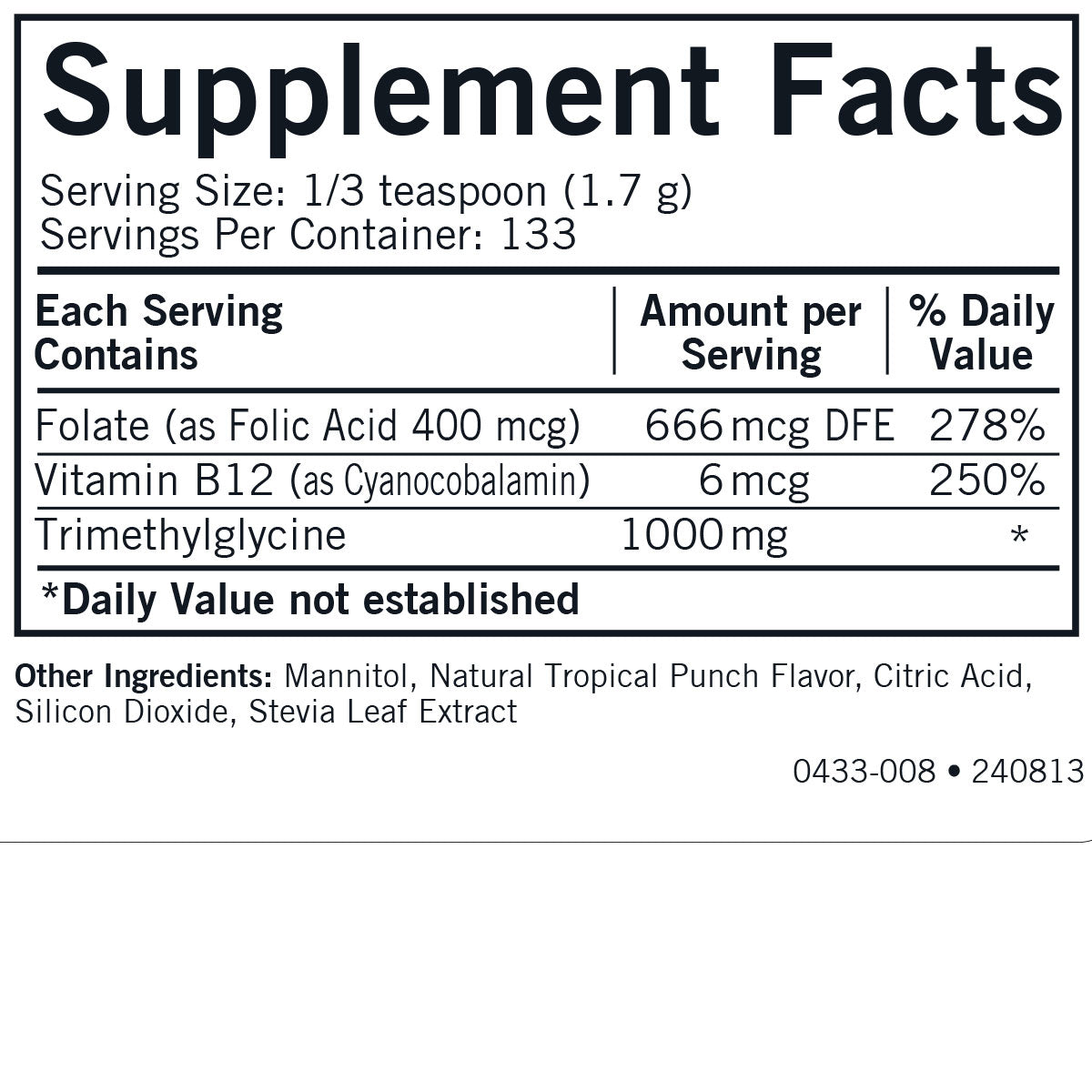 TMG with Folic Acid & B12 Powder 8oz