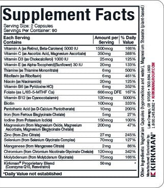 Advanced Adult Multivitamin & Mineral with 5-MTHF - Hypoallergenic