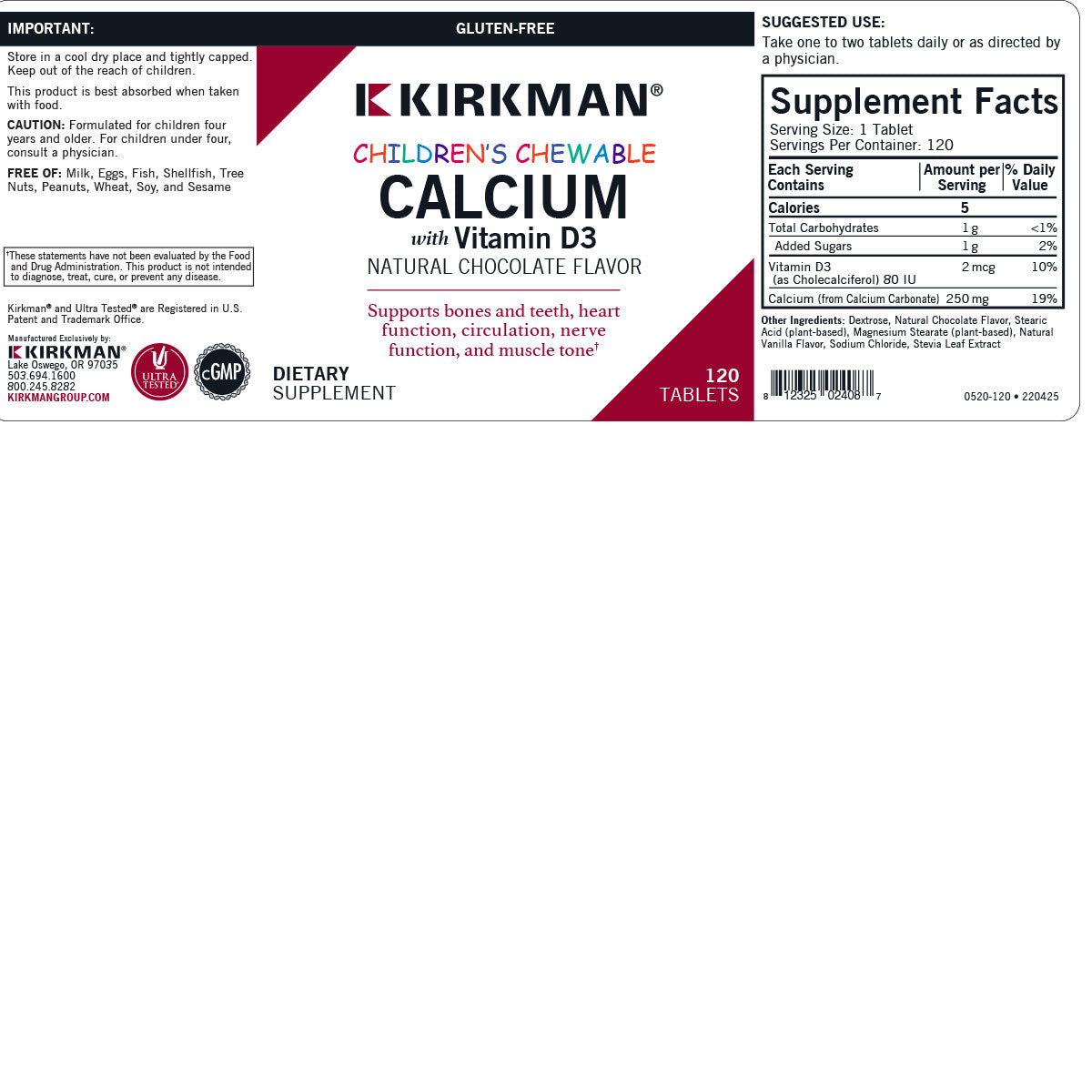 Children’s Chewable Calcium Chocolate Wafers