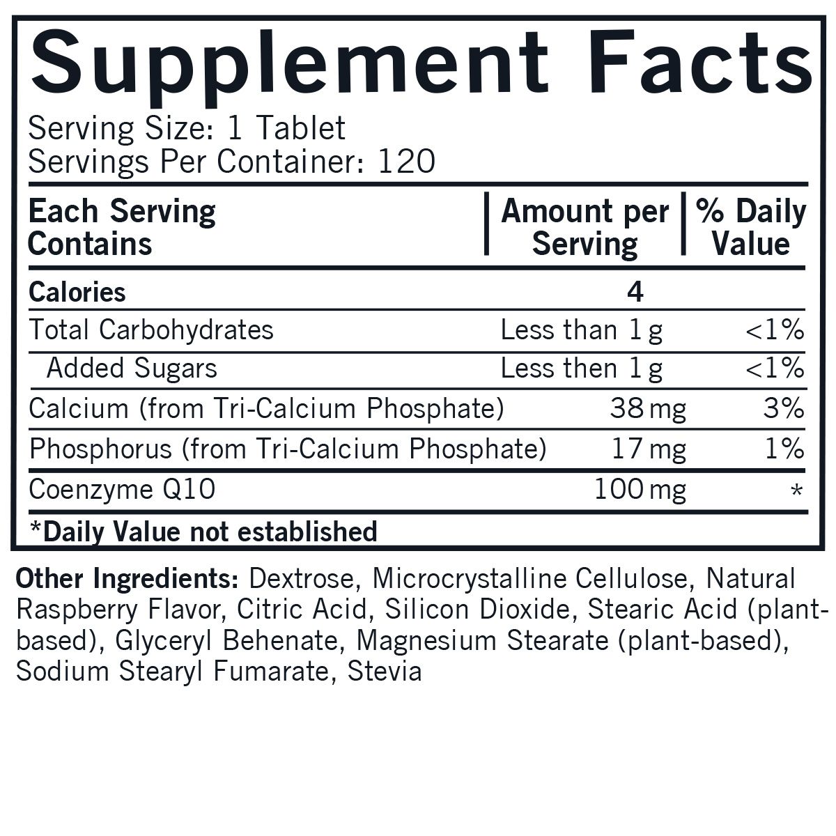 Coenzyme Q10 (CoQ10) 100 mg Chewable Tablets (with Stevia)