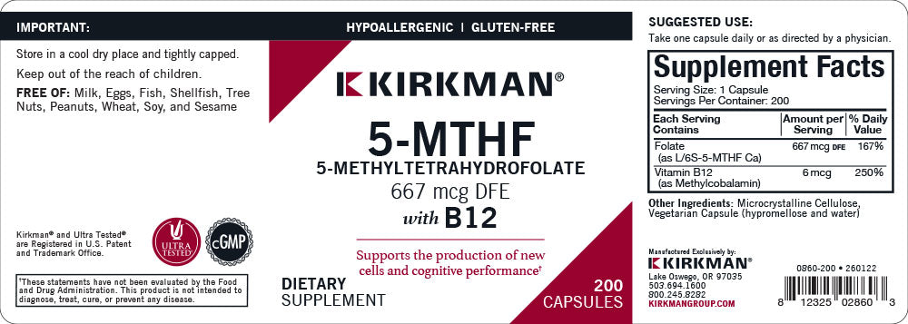 5-MTHF 667 mcg DFE with B12 Capsules