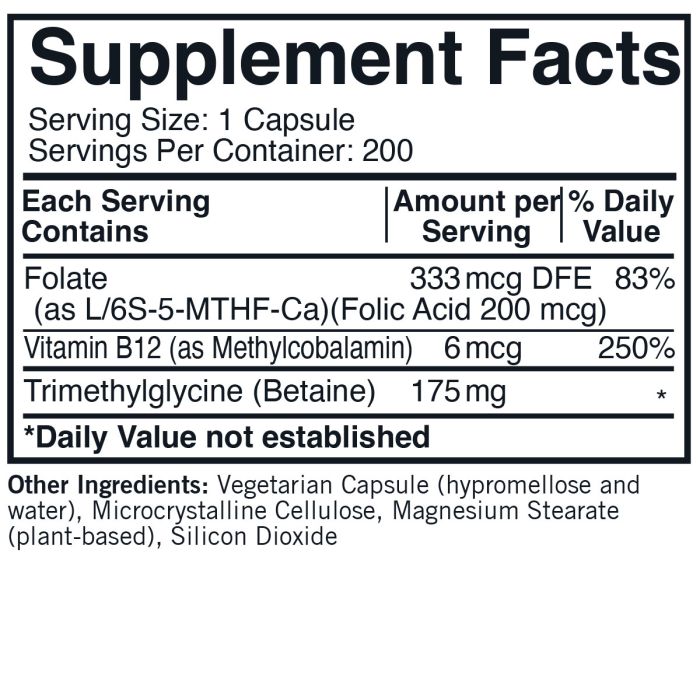 TMG w/ 5- MTHF & Methyl B12 200ct