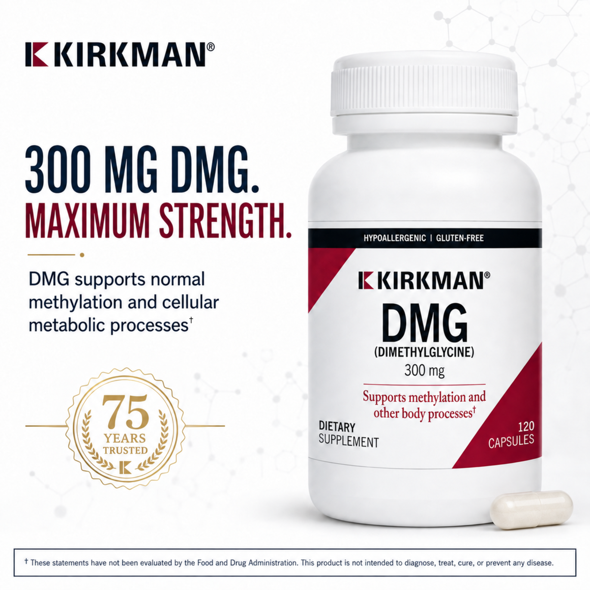 DMG (Dimethylglycine) 300 mg - Hypoallergenic - 120