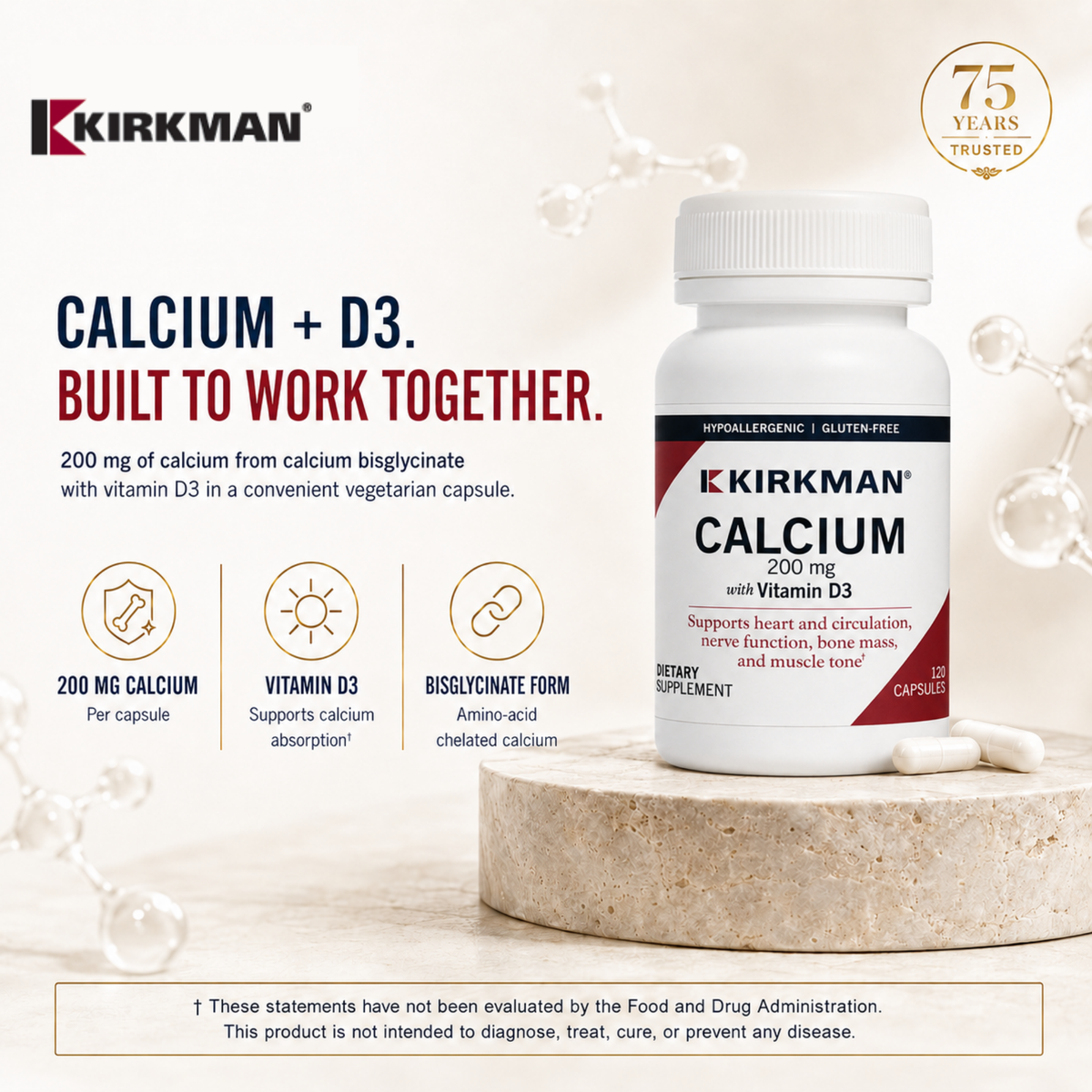 Calcium 200 mg with Vitamin D3 - Hypoallergenic