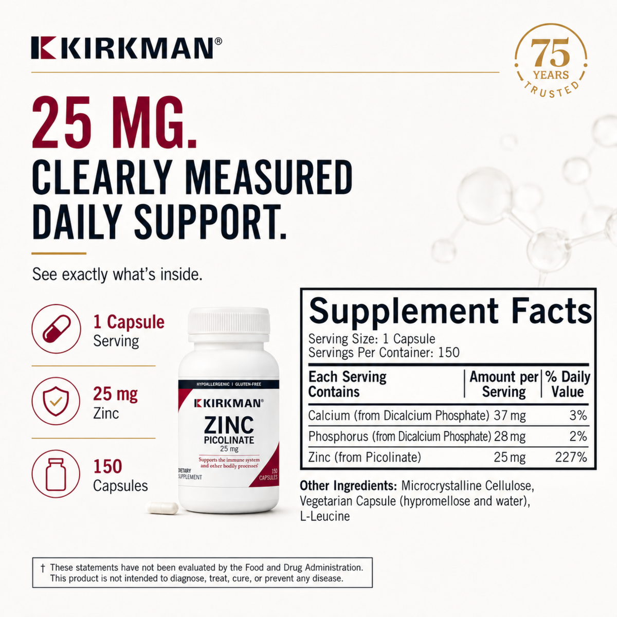 Zinc Picolinate 25 mg - Hypoallergenic *