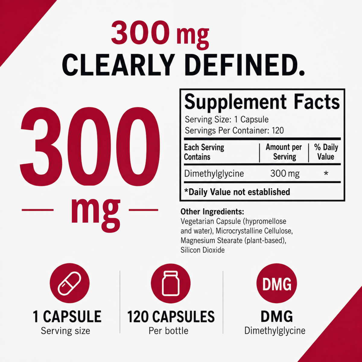 DMG (Dimethylglycine) 300 mg - Hypoallergenic - 120
