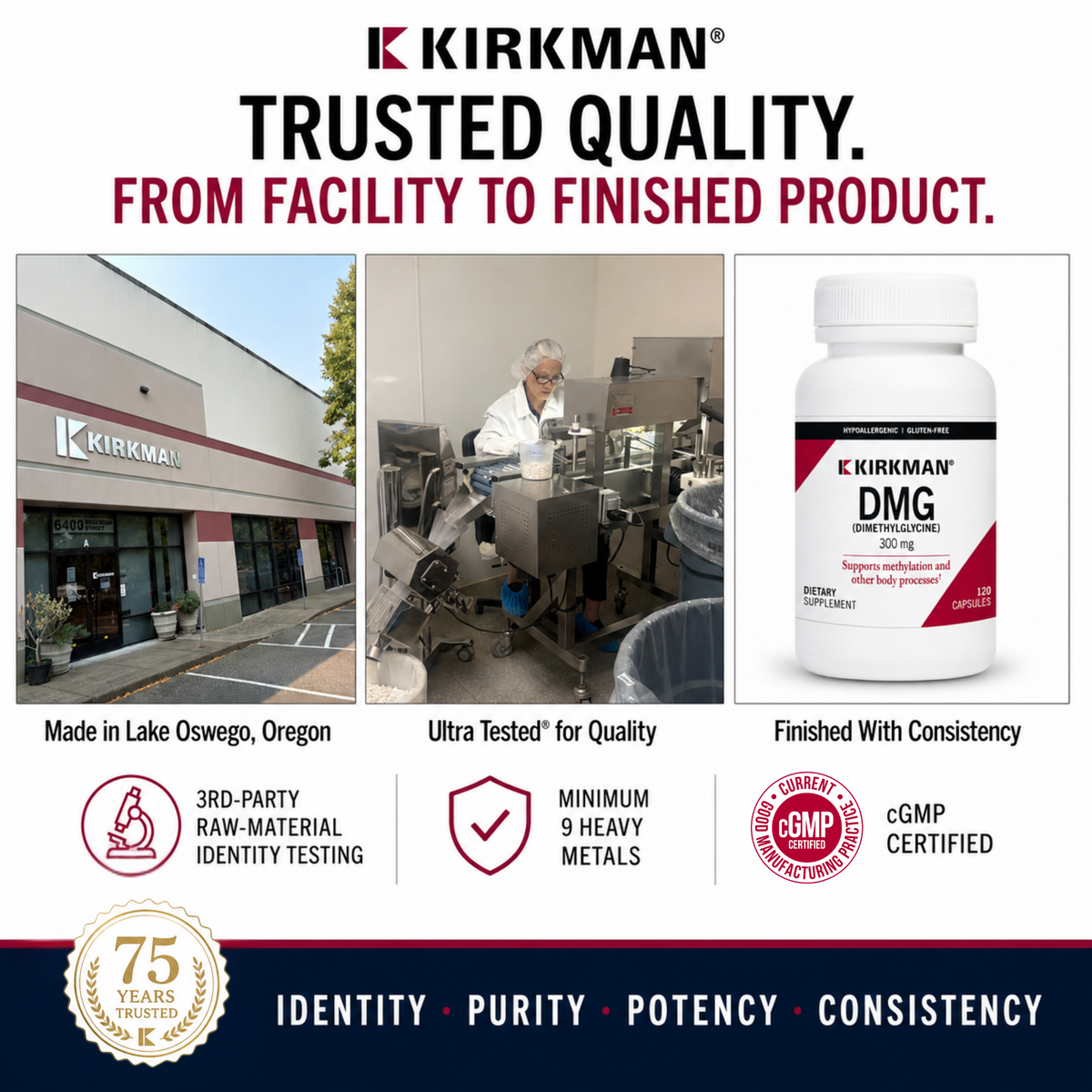 DMG (Dimethylglycine) 300 mg - Hypoallergenic - 120